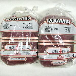 Vintage Phentex Mohair Acrylic Blend Yarn Wine Color 7oz Lot of 2